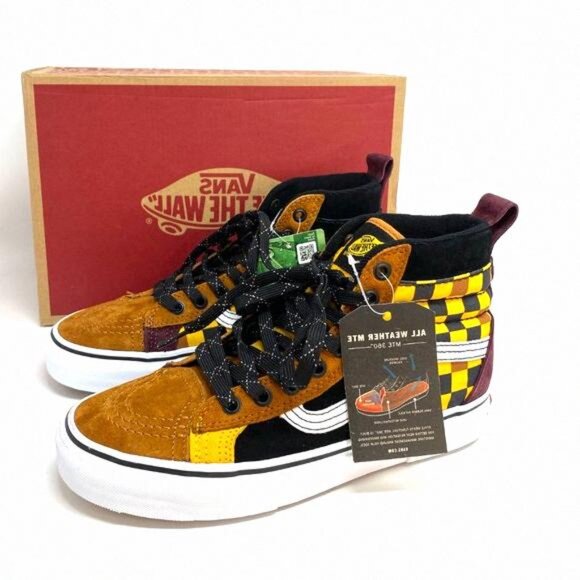 VANS Sk8-Hi Mte Dx Suede Canvas Brown Check Yell VN0A3DQ522Z 8.5 Size Women's - Picture 5 of 8